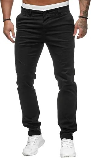 Mens Chinos Dress Pants Casual Slim Fit Pants Skinny Business Golf Pants Lightweight Comfort Slacks Trousers for Men