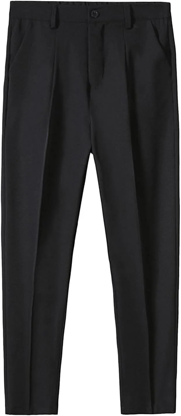 Men'S Classic Waist Plain Front Dress Pants Lightweight Comfort Chino Pants Stretch Slim Fit Skinny Suit Pants