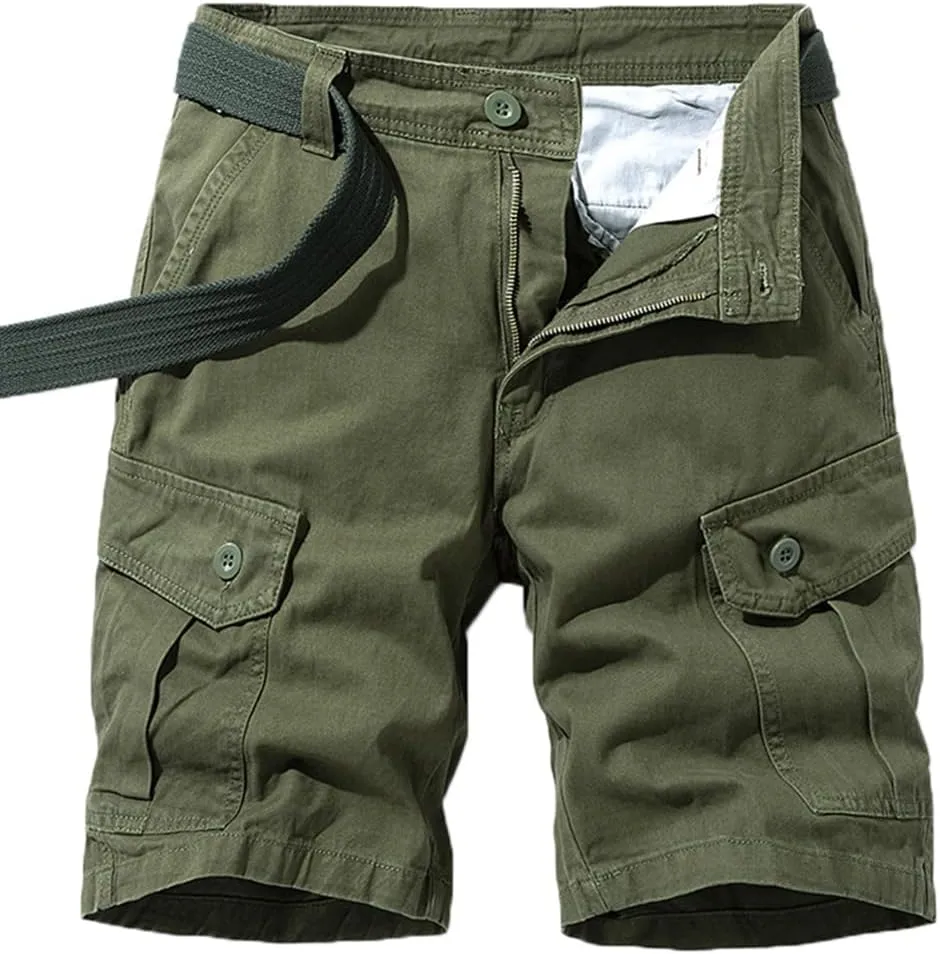 Men's Cotton Camo Multi Pockets Outdoor Casual Relaxed Fit Summer Cargo Shorts