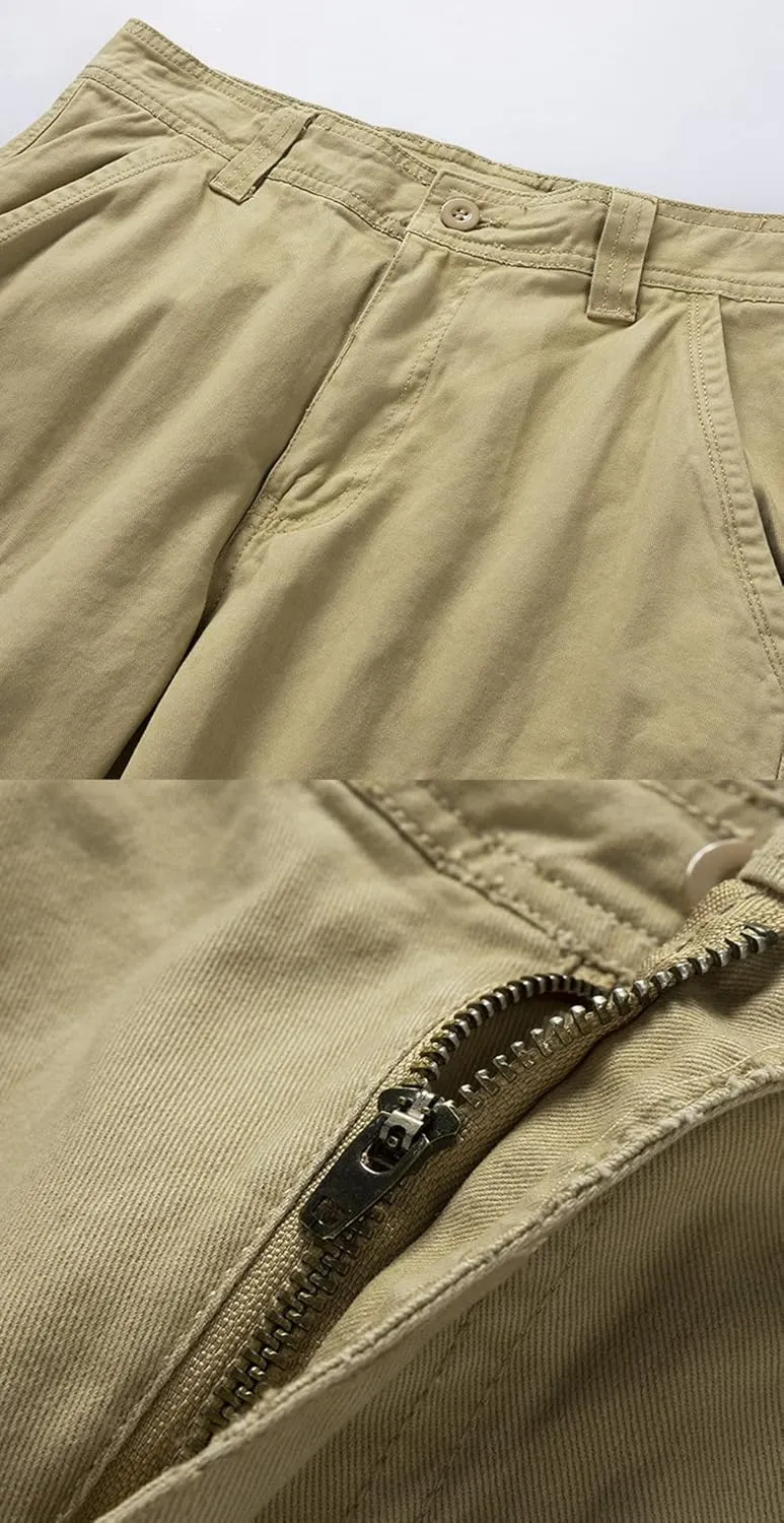 Men's Cotton Camo Multi Pockets Outdoor Casual Relaxed Fit Summer Cargo Shorts