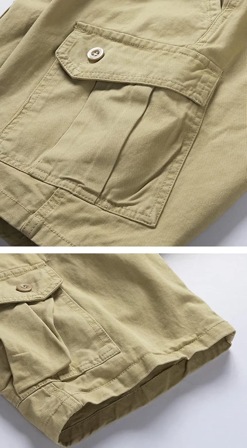Men's Cotton Camo Multi Pockets Outdoor Casual Relaxed Fit Summer Cargo Shorts