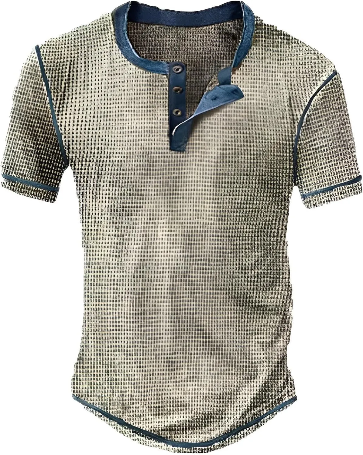 Mens Distressed Henley Shirts Short Sleeve Button Down V Neck T-Shirts Classic Golf Shirt Summer Slim Fit Casual Tops