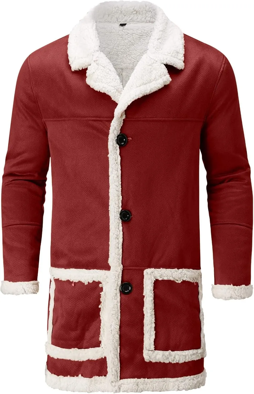 Mens Faux Leather Jacket Cozy Sherpa Fleece Lined Bomber Jackets Winter Coat Heavyweight Suede Faux Fur Trench Coat