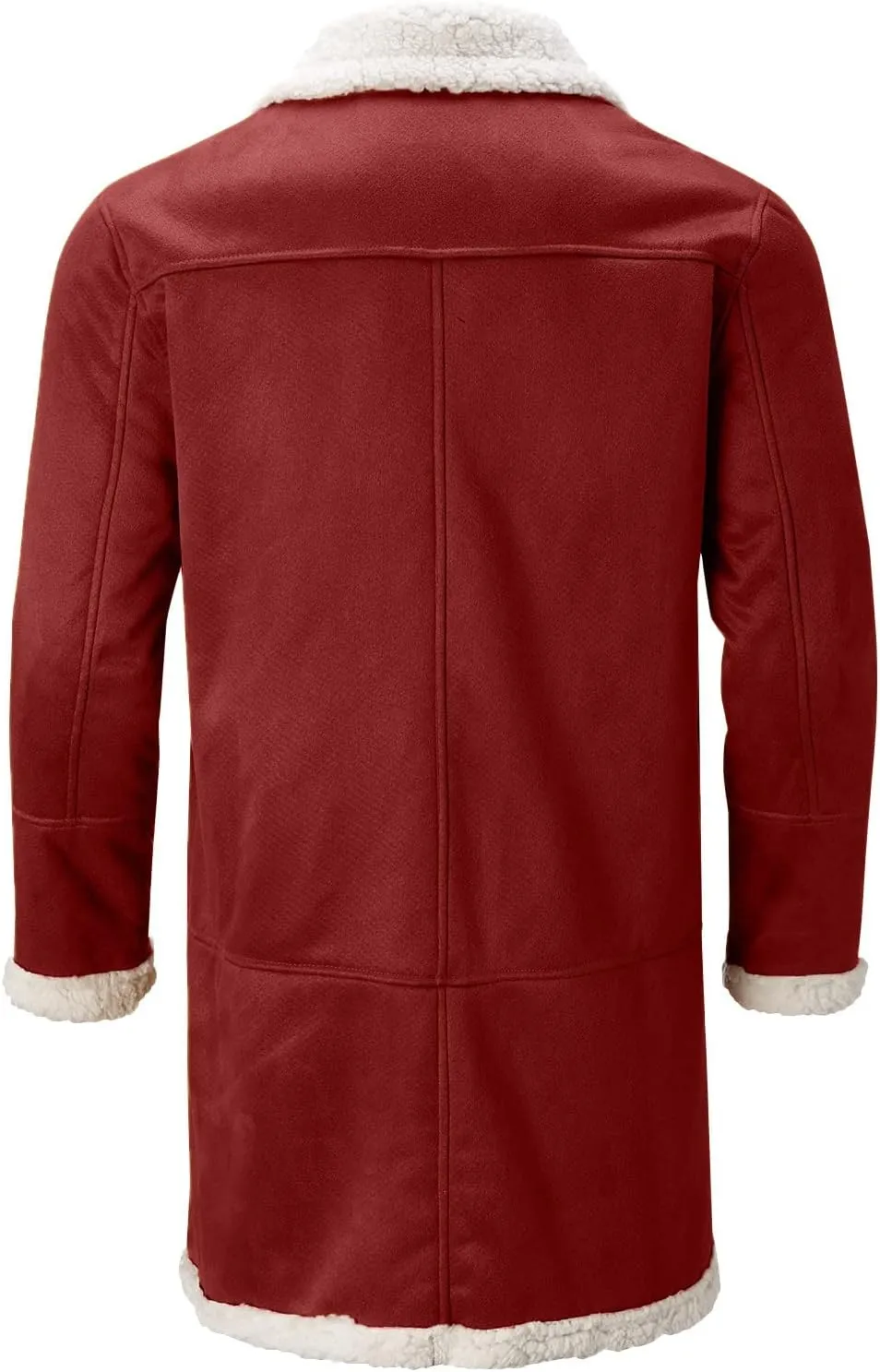 Mens Faux Leather Jacket Cozy Sherpa Fleece Lined Bomber Jackets Winter Coat Heavyweight Suede Faux Fur Trench Coat