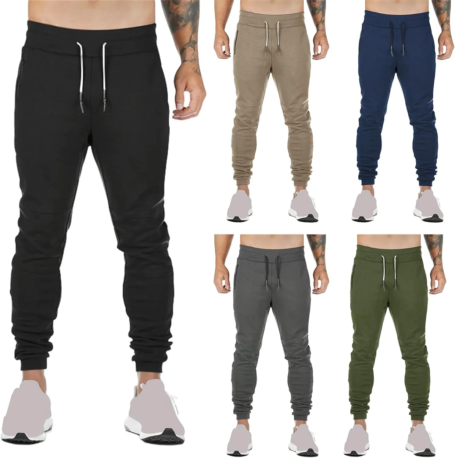 Men's Lightweight Athletic Running Pants Slim Fit Workout Pants with Zipper Pockets for Performance Comfort Everyday Wear