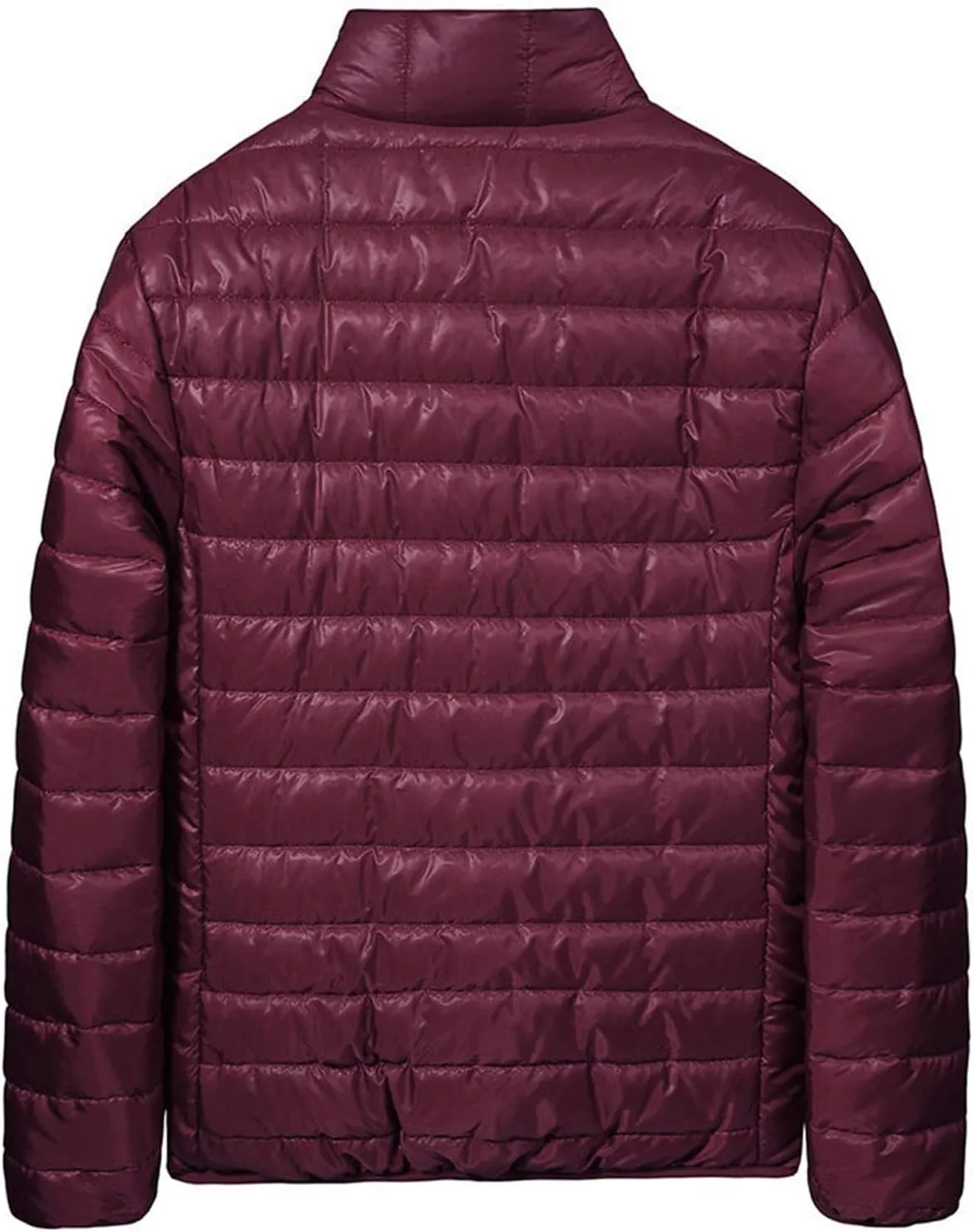 Mens Lightweight Down Jacket Shiny Packable Puffer Jacket Warm Insulated Padded Bubble Winter Coats Outwear No Hood