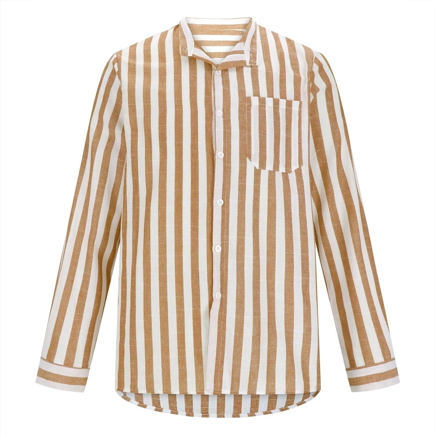 Men's Long Sleeve Button Down Shirts Casual Striped Collared Fall Tshirt Fashion 2024 Cotton Work Office Clothes