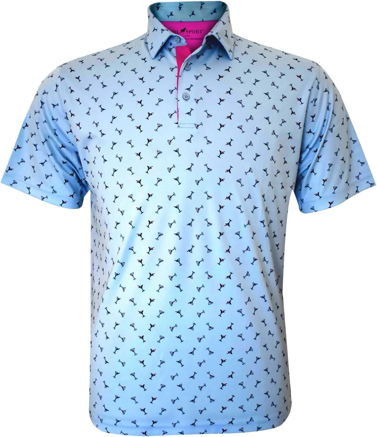 Men's Manhattan Athletic Performance Golf Polo- Oxford Blue/Mulberry