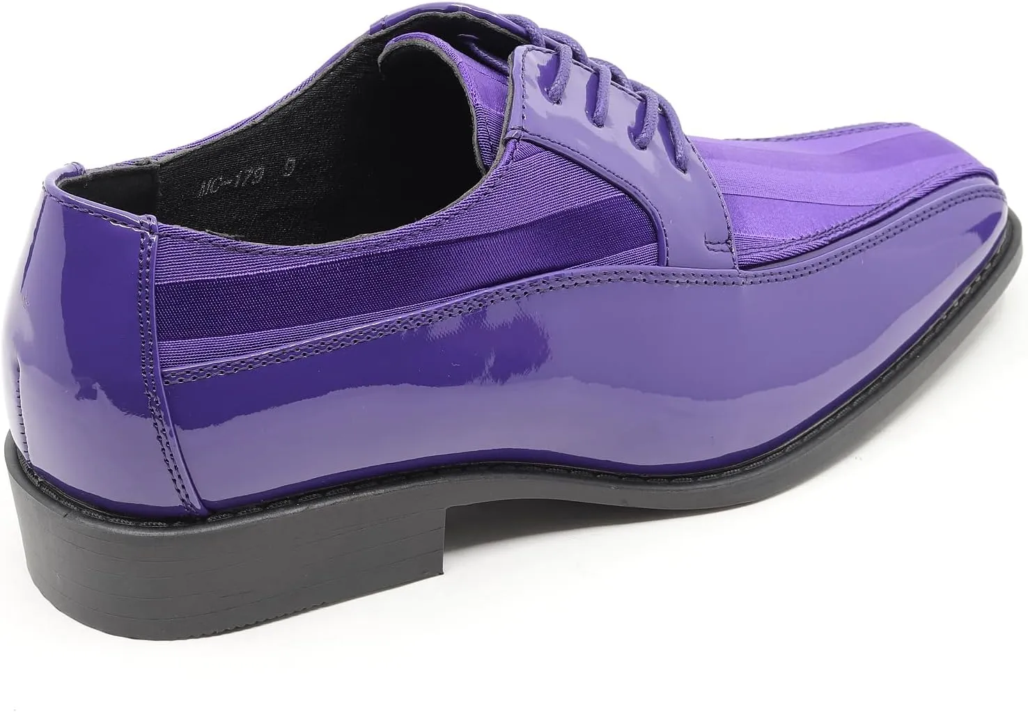 Men's Oxford Lace up Striped Satin Patent Tuxedo Dress Shoes MC-179