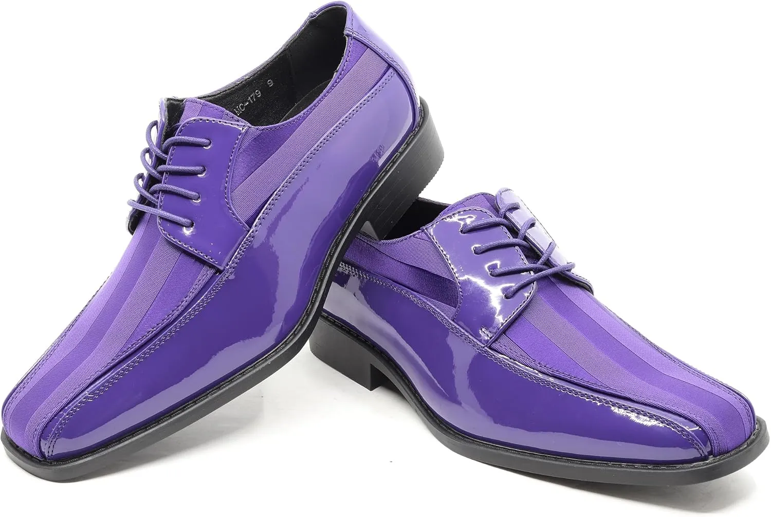 Men's Oxford Lace up Striped Satin Patent Tuxedo Dress Shoes MC-179
