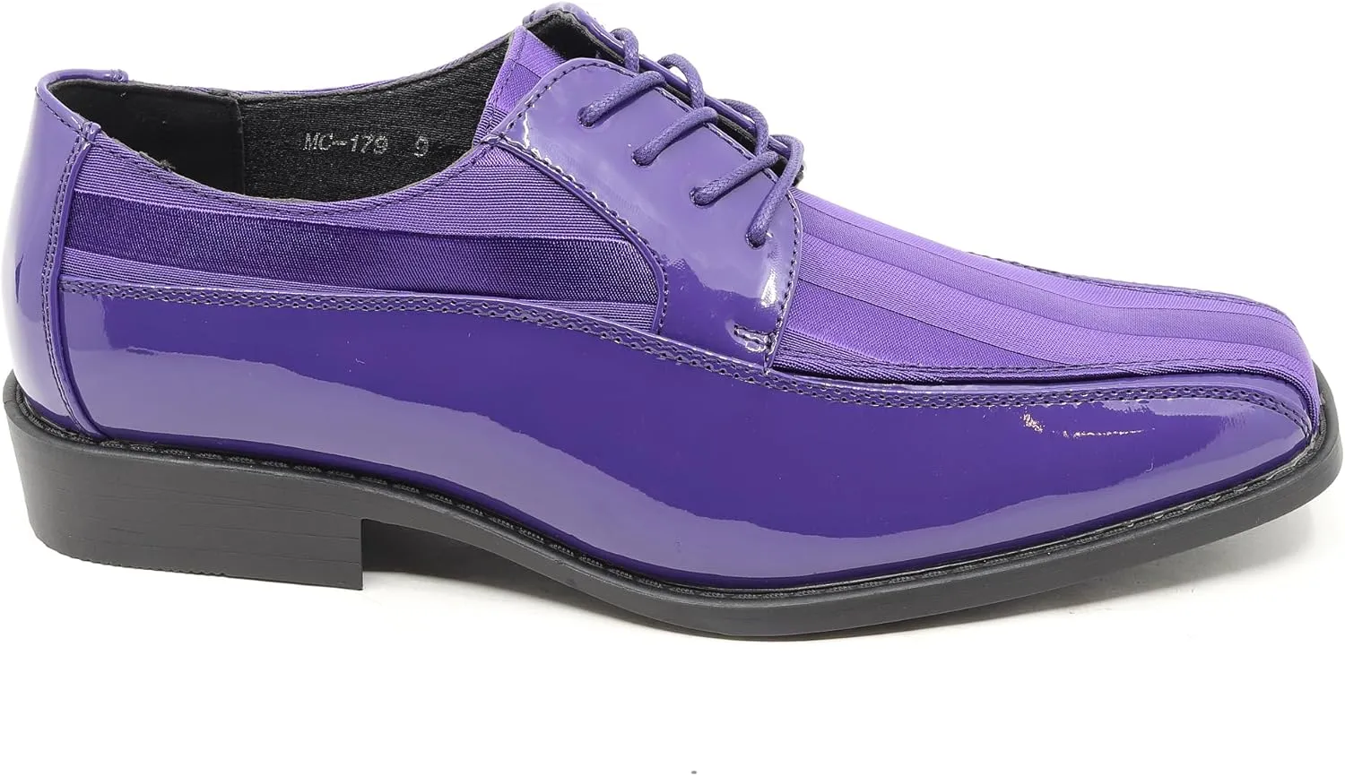 Men's Oxford Lace up Striped Satin Patent Tuxedo Dress Shoes MC-179