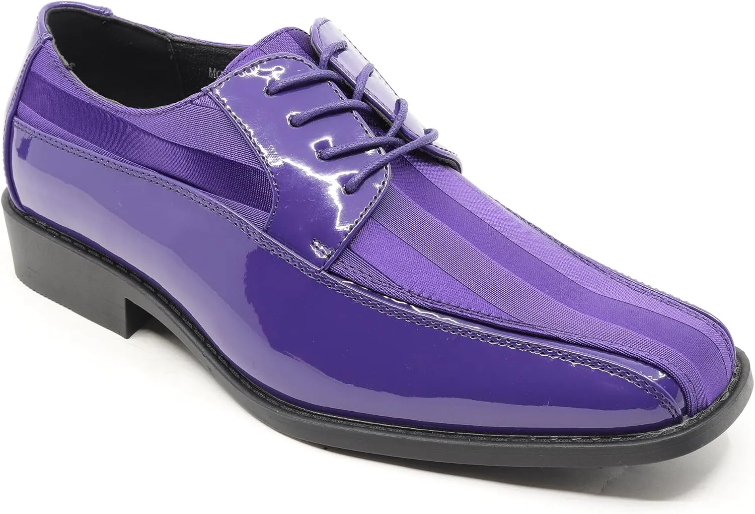 Men's Oxford Lace up Striped Satin Patent Tuxedo Dress Shoes MC-179