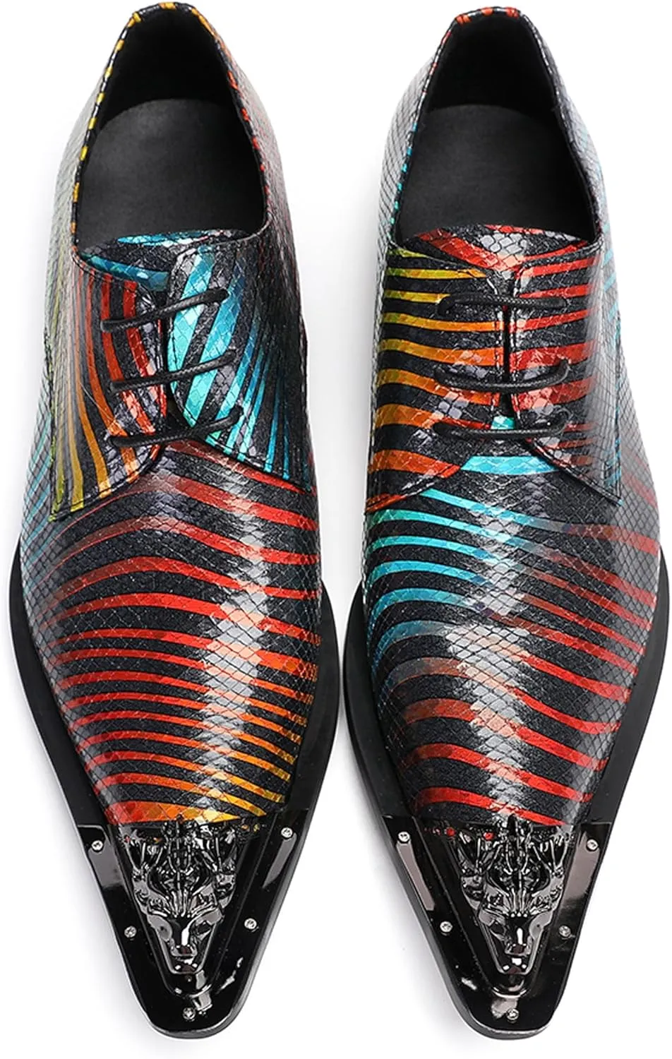 Mens Oxfords Wedding Dress Disco Party Shoes- Prom Casual Metal Pionted Toe Shoes -Western Tuxedo Shoes for Men Boys