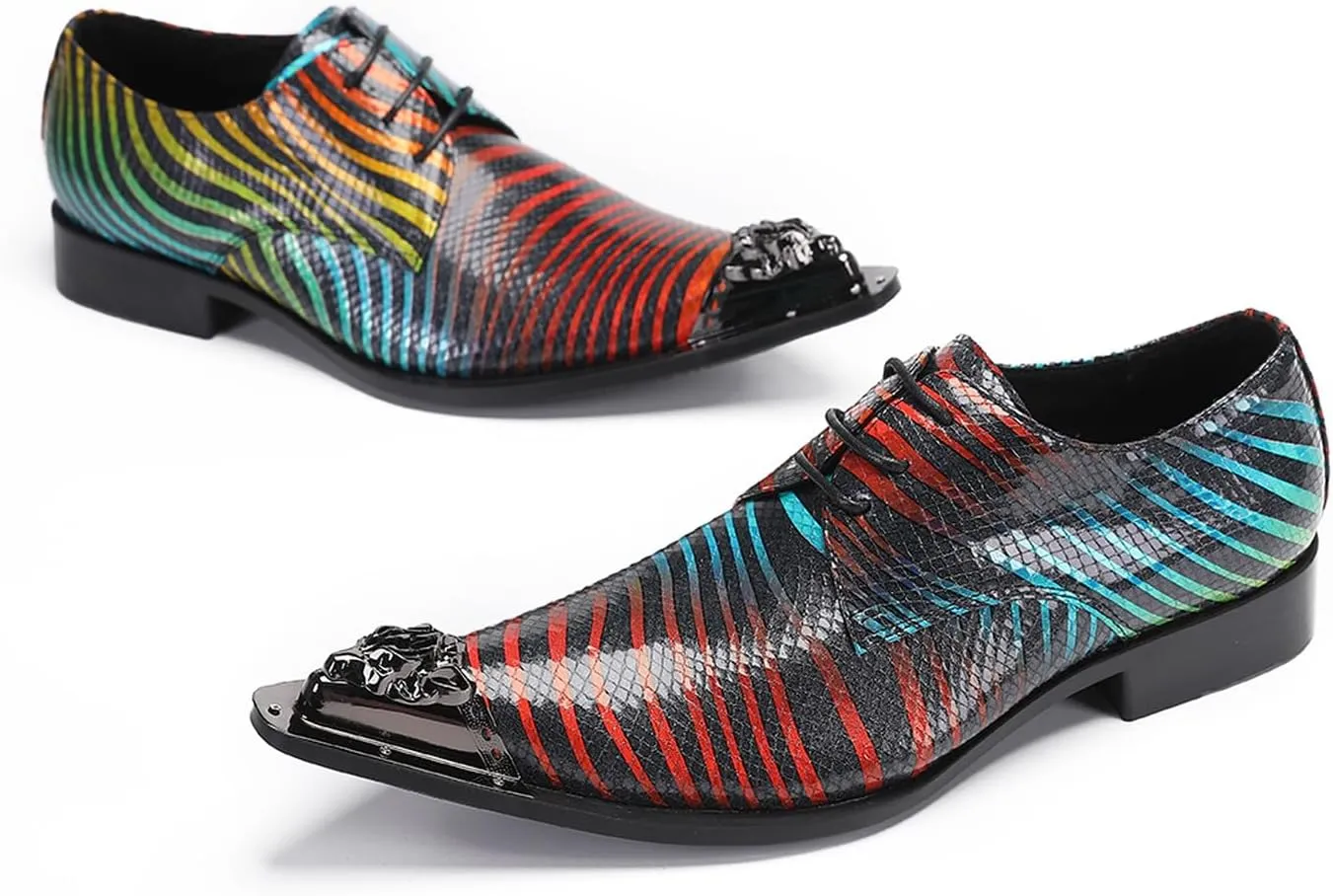 Mens Oxfords Wedding Dress Disco Party Shoes- Prom Casual Metal Pionted Toe Shoes -Western Tuxedo Shoes for Men Boys