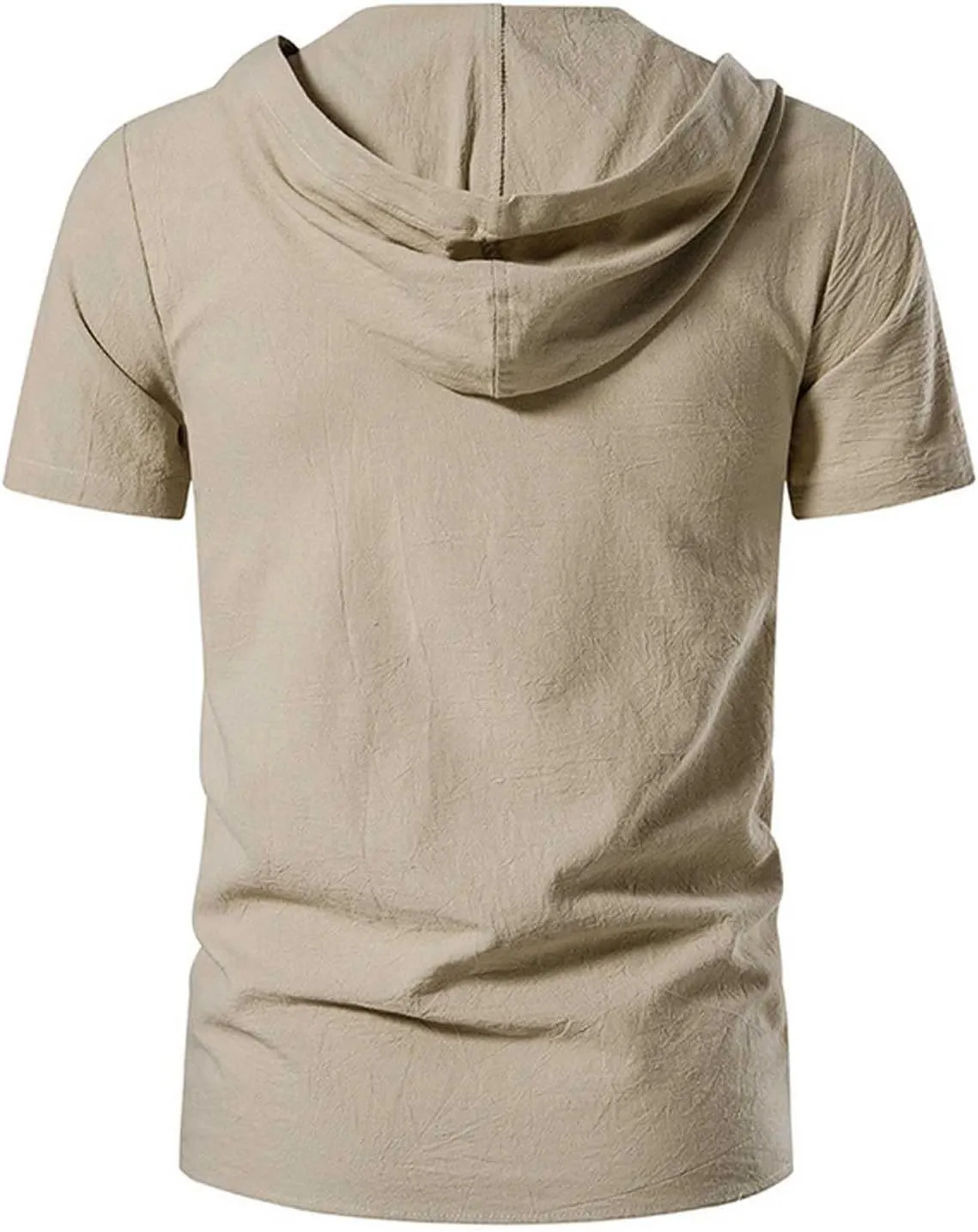 Mens Pirate Short Sleeve Shirts Summer Lace up Vintage Hooded Cotton Linen Renaissance Medieval Tops Beach Shirts