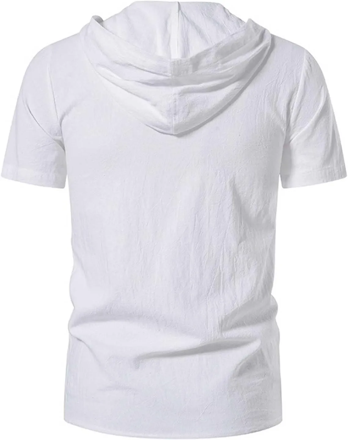 Mens Pirate Short Sleeve Shirts Summer Lace up Vintage Hooded Cotton Linen Renaissance Medieval Tops Beach Shirts