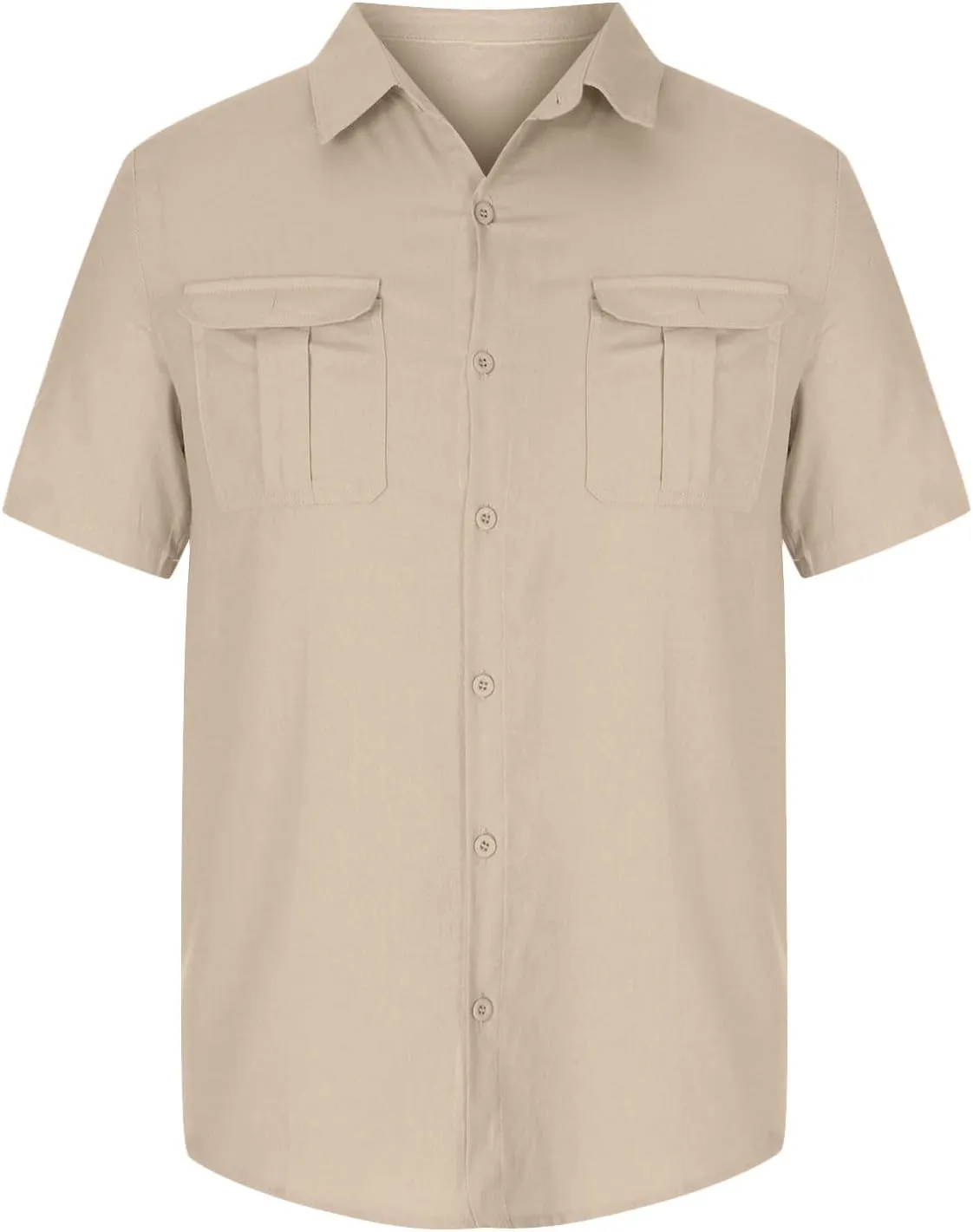 Men's Shirts Casual Cotton Linen Button Down T-Shirt Summer Fashion Short Sleeve Solid Linen Shirt Loose Fit Tops