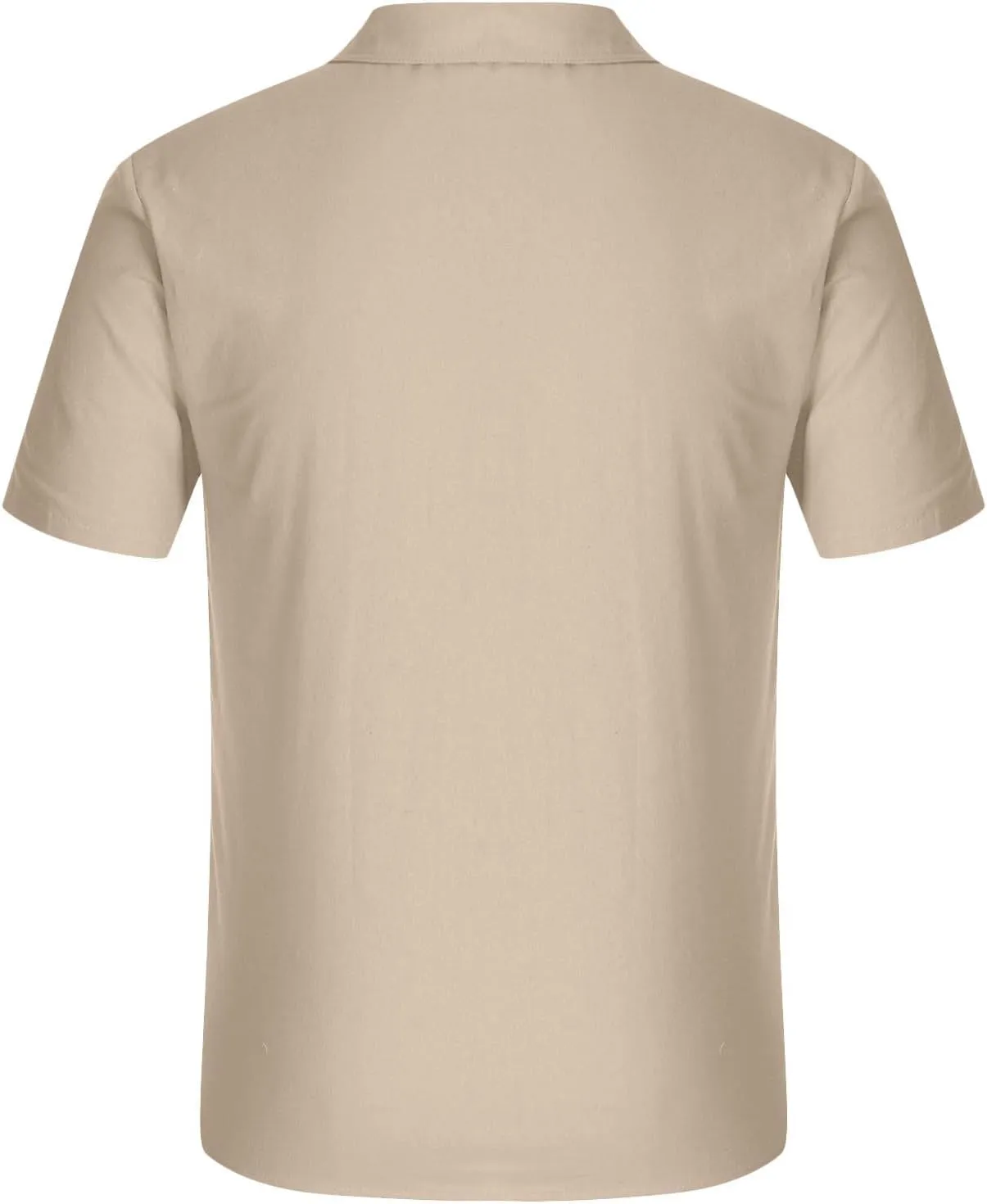 Men's Shirts Casual Cotton Linen Button Down T-Shirt Summer Fashion Short Sleeve Solid Linen Shirt Loose Fit Tops