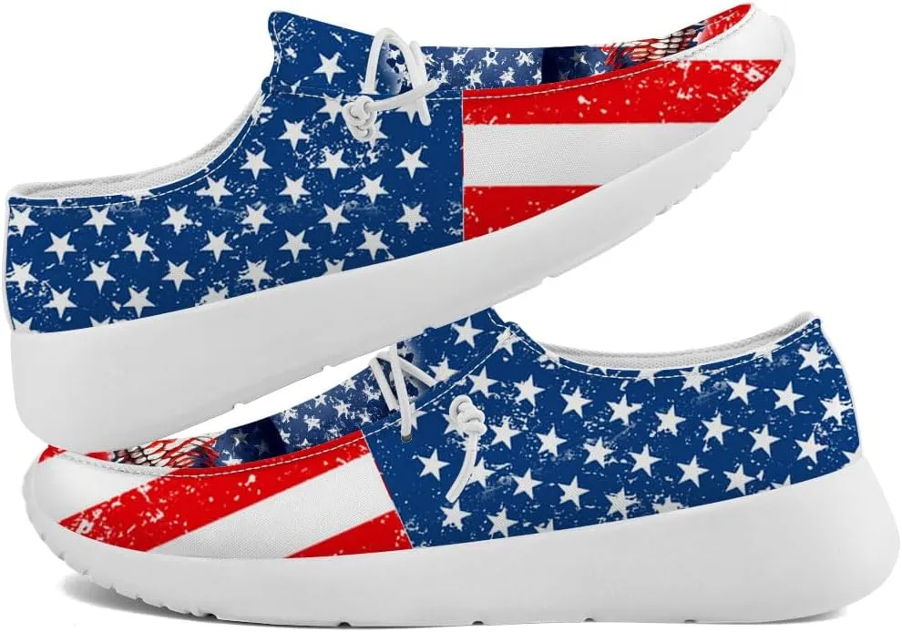 Men's Skull Slip-on Shoes American Flag Loafers Walking Shoes Gifts for Women Men