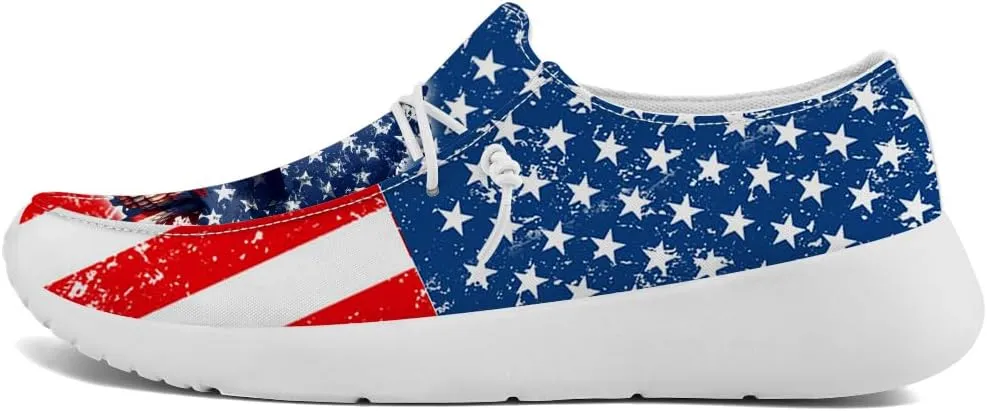 Men's Skull Slip-on Shoes American Flag Loafers Walking Shoes Gifts for Women Men