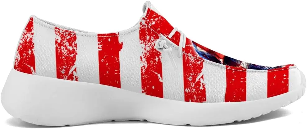 Men's Skull Slip-on Shoes American Flag Loafers Walking Shoes Gifts for Women Men