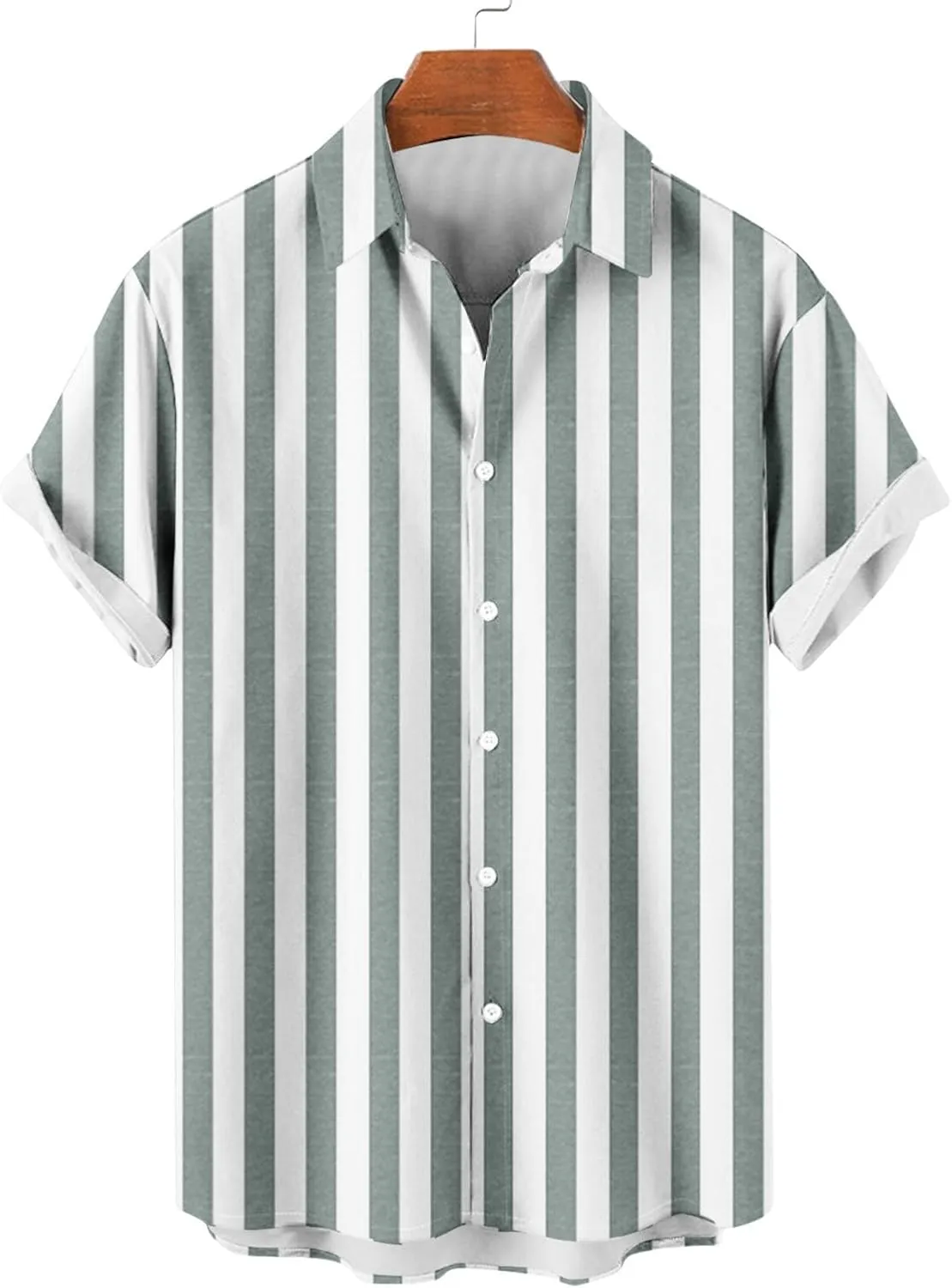 Mens Striped Button Shirts Fashion Casual Short Sleeve Button Up Shirts Loose Comfy Turndown Collar Blouse
