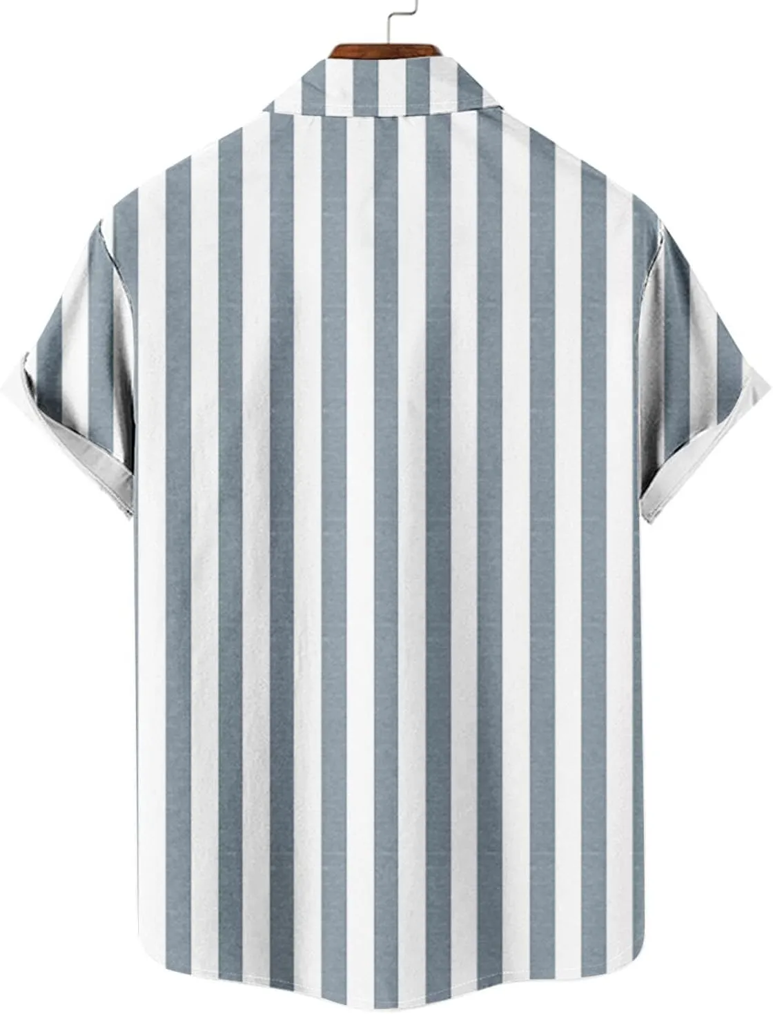 Mens Striped Button Shirts Fashion Casual Short Sleeve Button Up Shirts Loose Comfy Turndown Collar Blouse