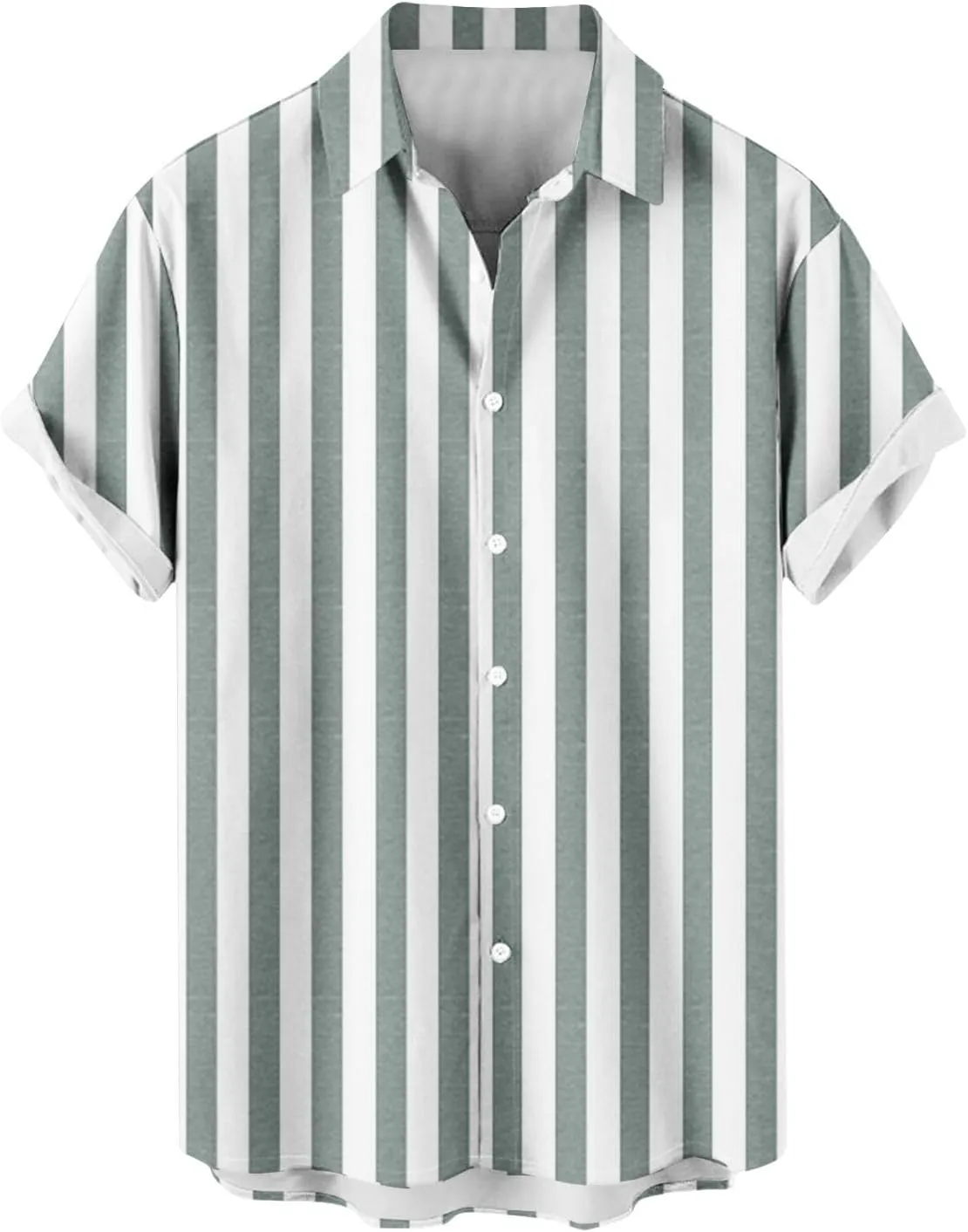 Mens Striped Button Shirts Fashion Casual Short Sleeve Button Up Shirts Loose Comfy Turndown Collar Blouse