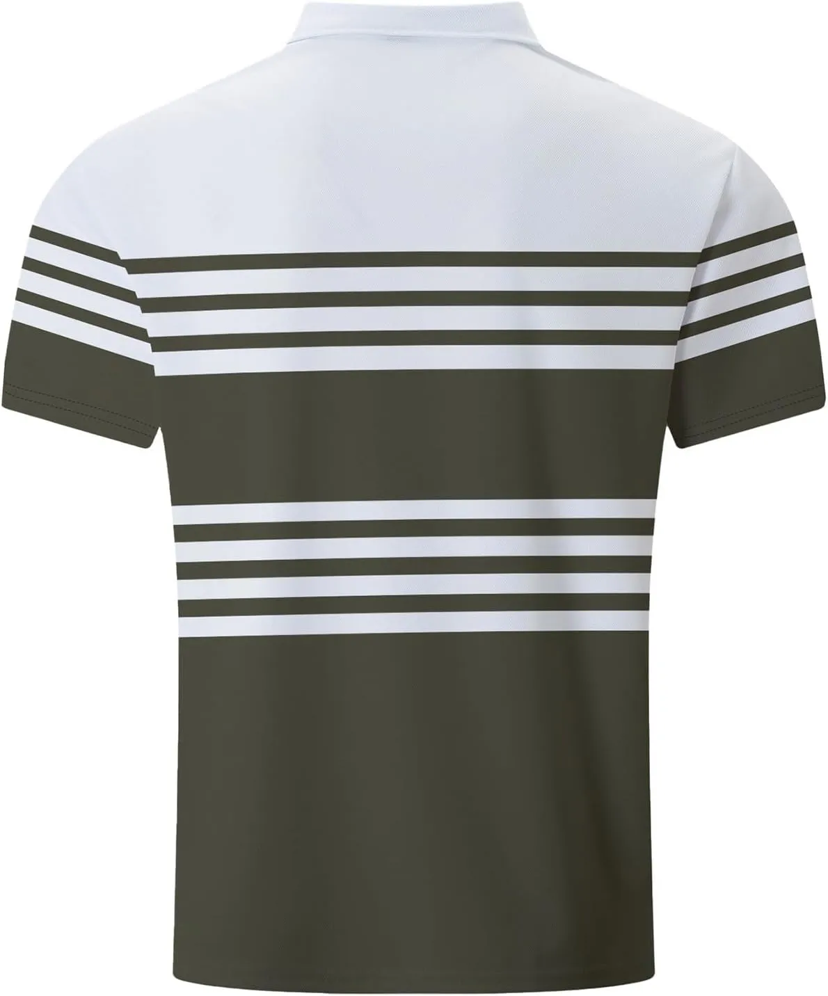 Men's Striped Polo Shirt Short Sleeve Casual Collared Golf Tennis Shirts Classic Slim Fit T-Shirts for Men