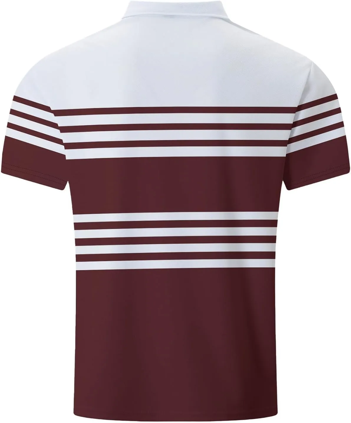 Men's Striped Polo Shirt Short Sleeve Casual Collared Golf Tennis Shirts Classic Slim Fit T-Shirts for Men