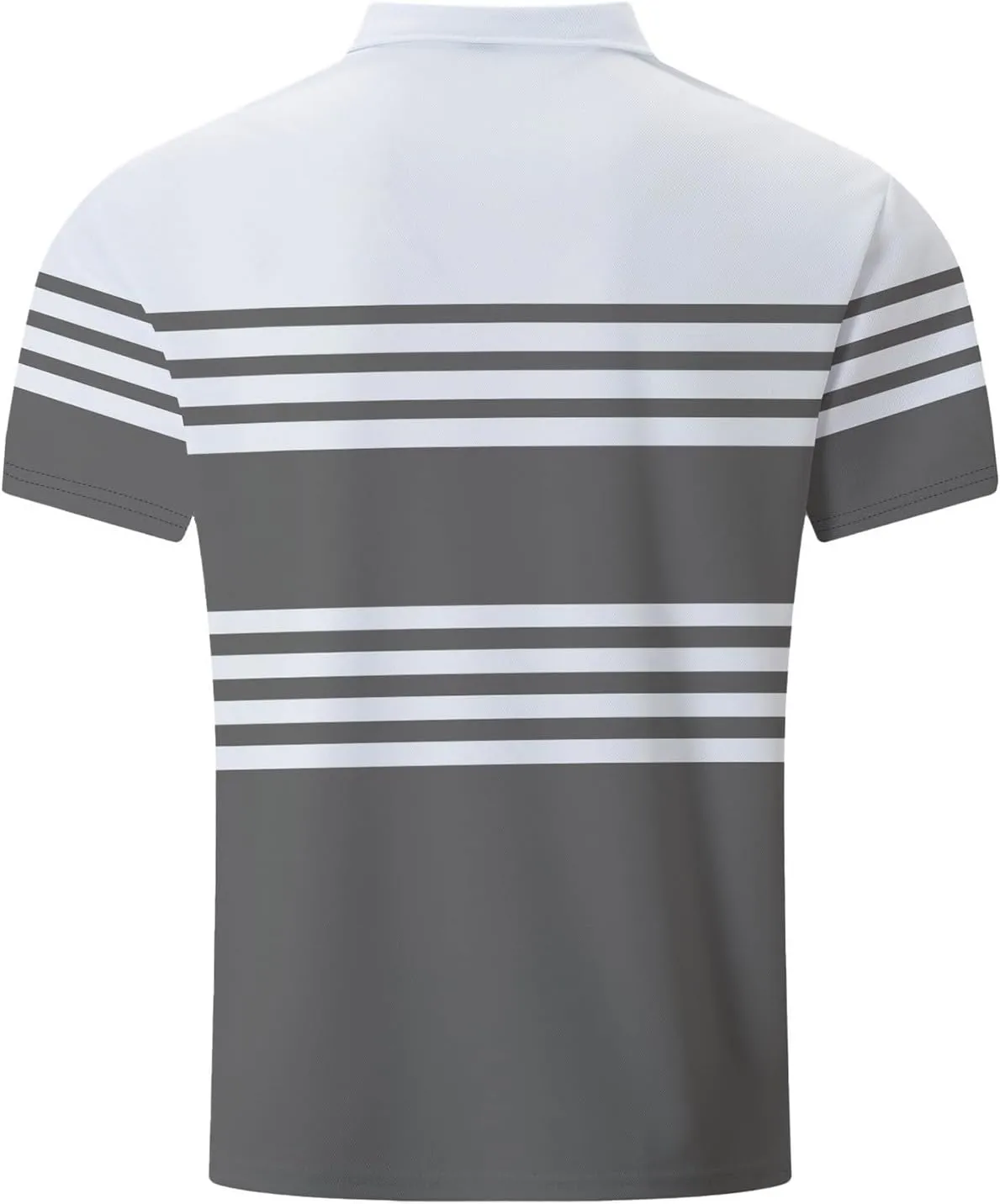 Men's Striped Polo Shirt Short Sleeve Casual Collared Golf Tennis Shirts Classic Slim Fit T-Shirts for Men