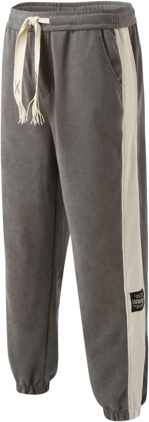 Mens Sweatpants with Pockets Big and Tall Fit Twill Joggers Multi-Pockets Cargo Pants Sweatpants for Men Men's Khaki
