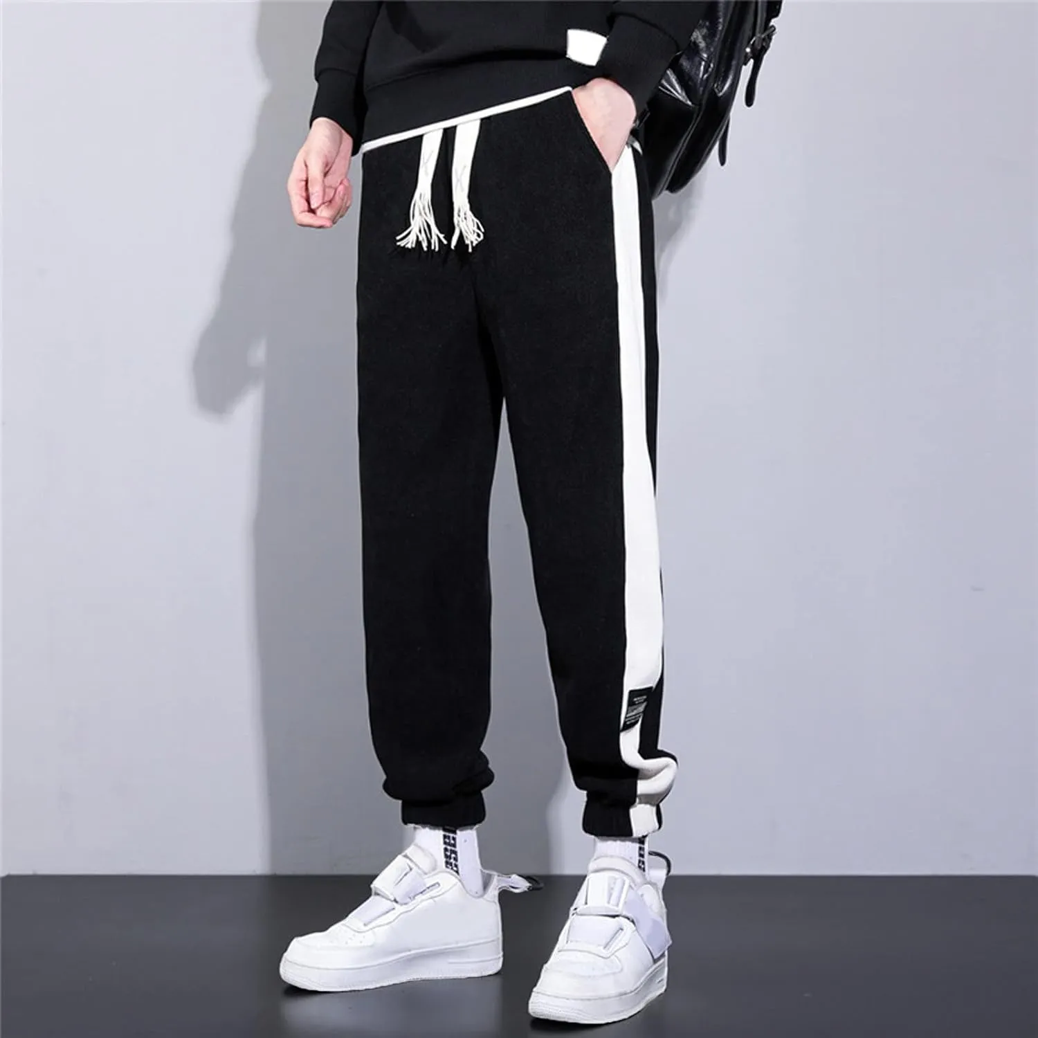 Mens Sweatpants with Pockets Big and Tall Fit Twill Joggers Multi-Pockets Cargo Pants Sweatpants for Men Men's Khaki