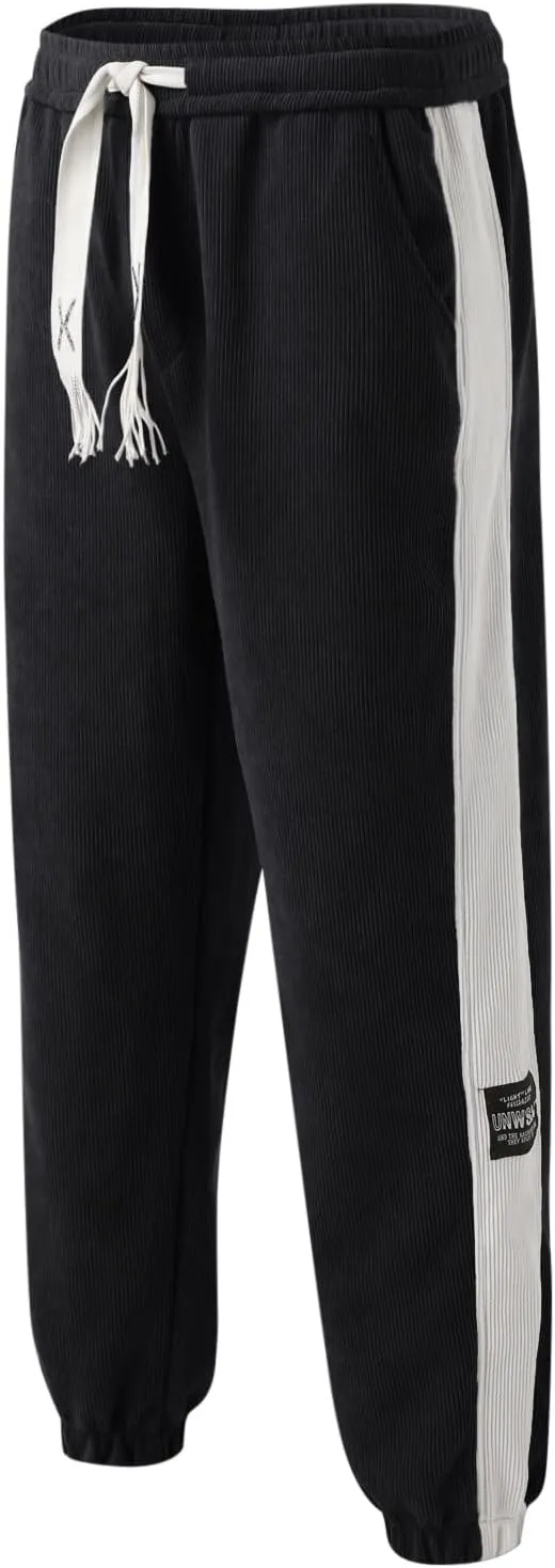 Mens Sweatpants with Pockets Big and Tall Fit Twill Joggers Multi-Pockets Cargo Pants Sweatpants for Men Men's Khaki