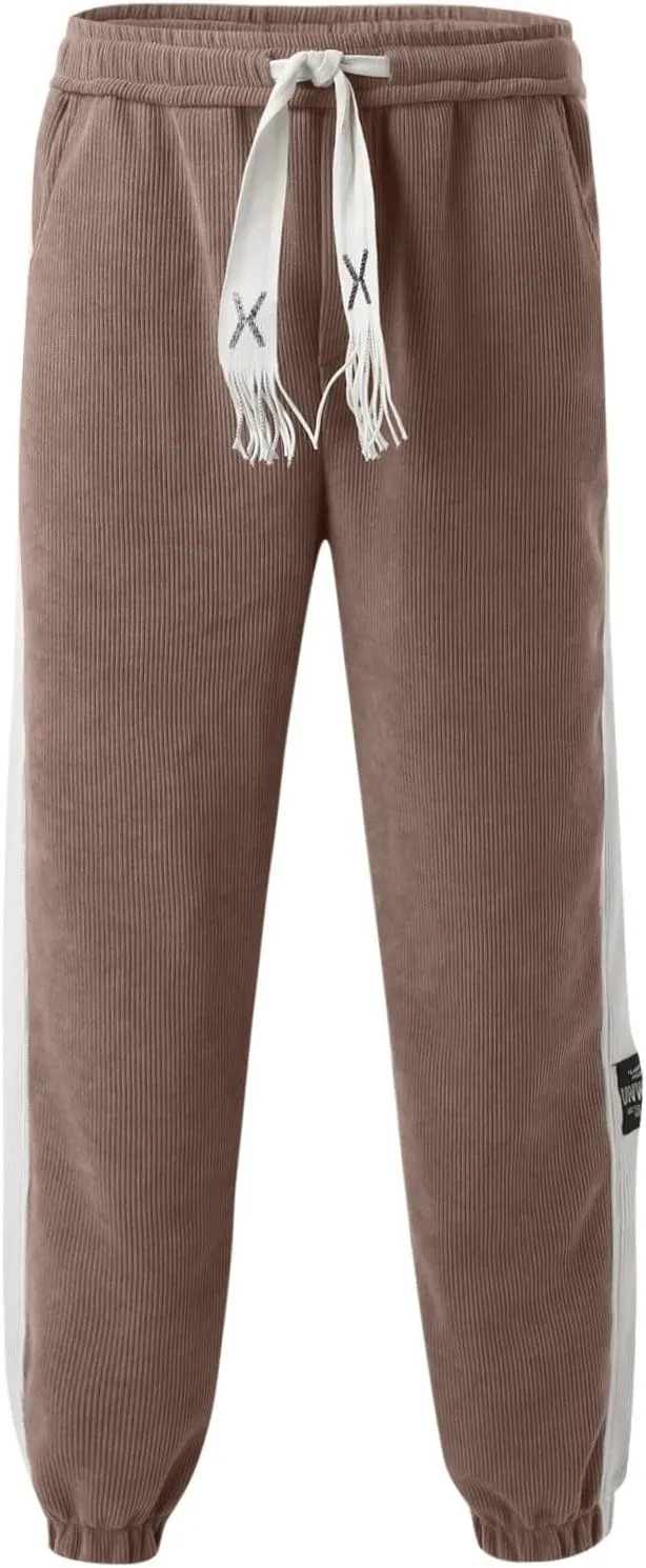 Mens Sweatpants with Pockets Big and Tall Fit Twill Joggers Multi-Pockets Cargo Pants Sweatpants for Men Men's Khaki