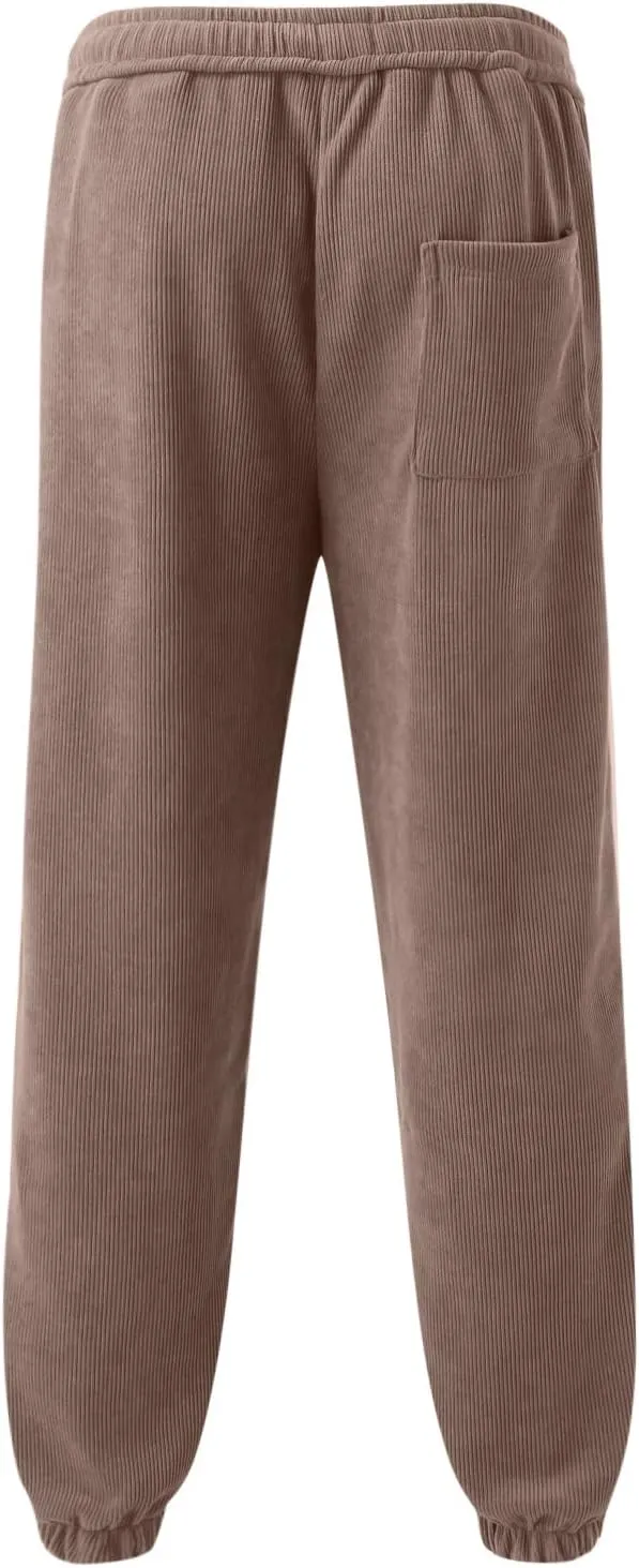 Mens Sweatpants with Pockets Big and Tall Fit Twill Joggers Multi-Pockets Cargo Pants Sweatpants for Men Men's Khaki