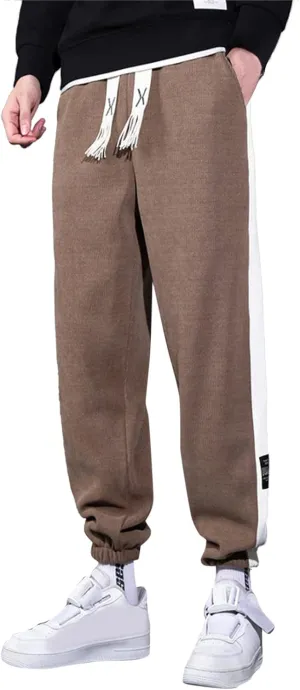 Mens Sweatpants with Pockets Big and Tall Fit Twill Joggers Multi-Pockets Cargo Pants Sweatpants for Men Men's Khaki