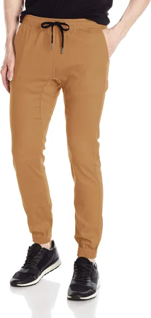 Men's Twill Jogger Pants Soft Stretch Slim Fit Trousers