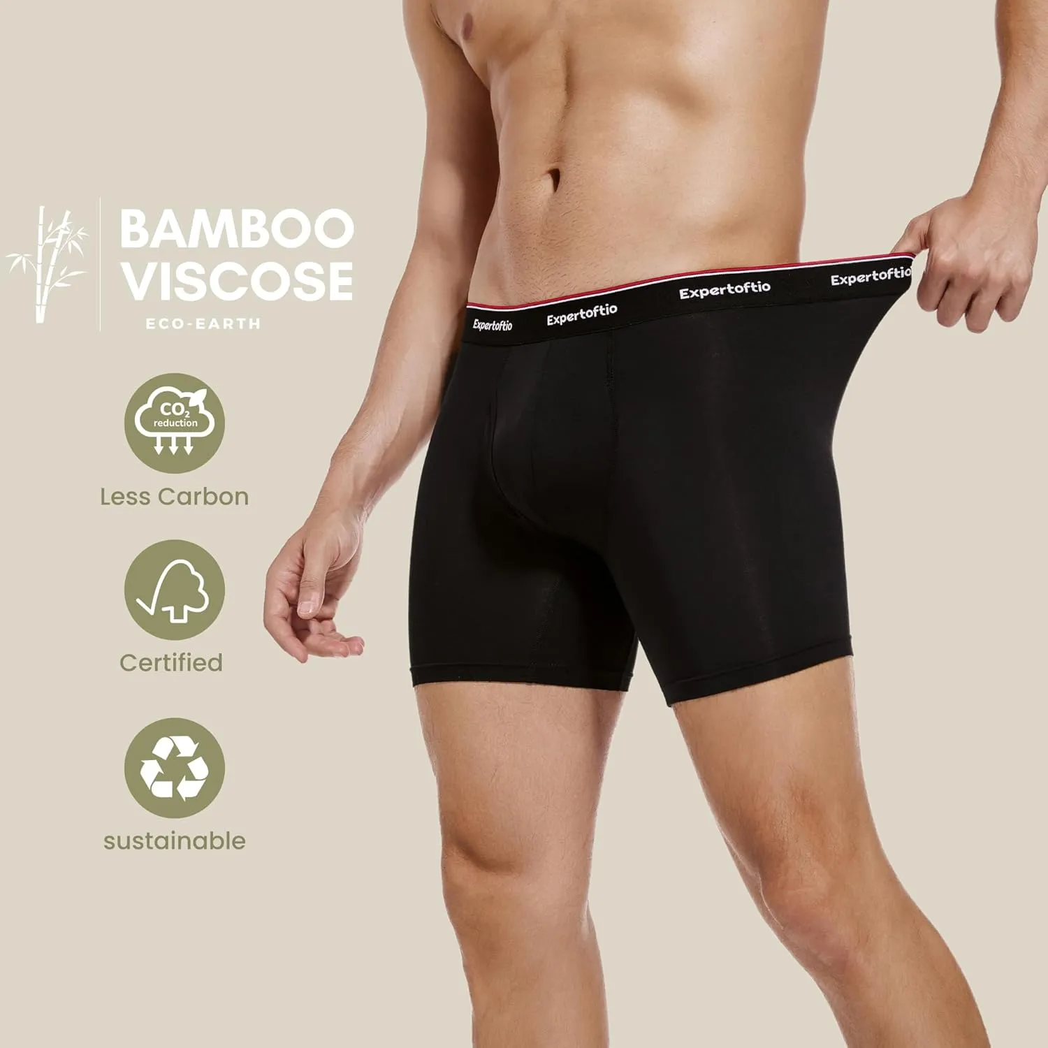 Men's Underwear Viscose from Bamboo Mens Boxer Briefs 6 Inch, Moisture Wicking Underwear for Men Pack, Open Fly
