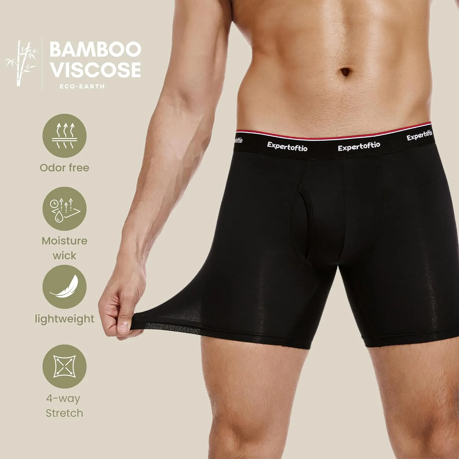 Men's Underwear Viscose from Bamboo Mens Boxer Briefs 6 Inch, Moisture Wicking Underwear for Men Pack, Open Fly