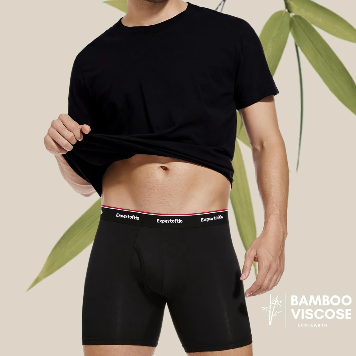 Men's Underwear Viscose from Bamboo Mens Boxer Briefs 6 Inch, Moisture Wicking Underwear for Men Pack, Open Fly