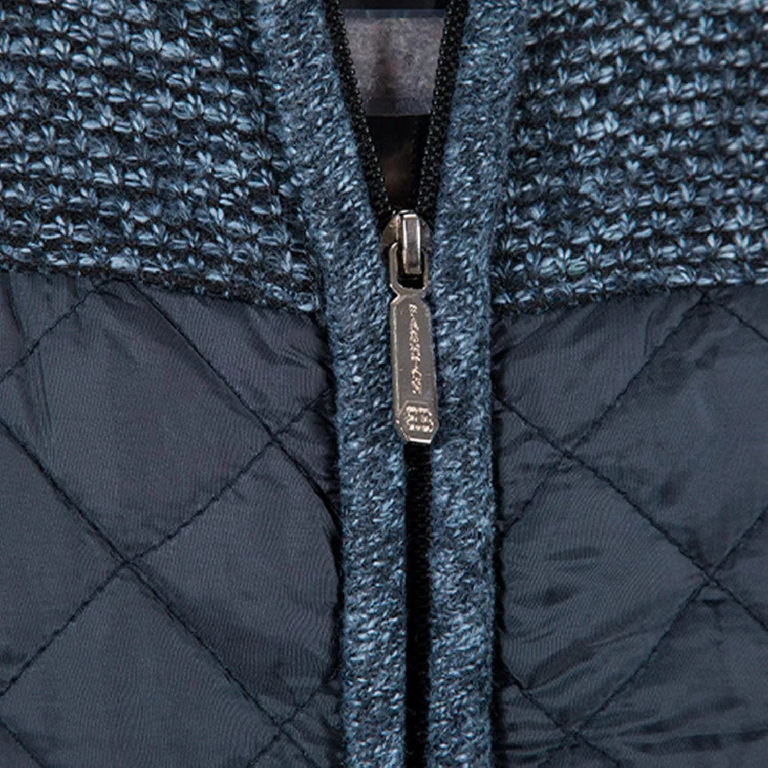 Men's Winter Casual Cardigan Cotton-padded Jacket Stand Collar Knitted Splice Sweater Coat for Coats Men
