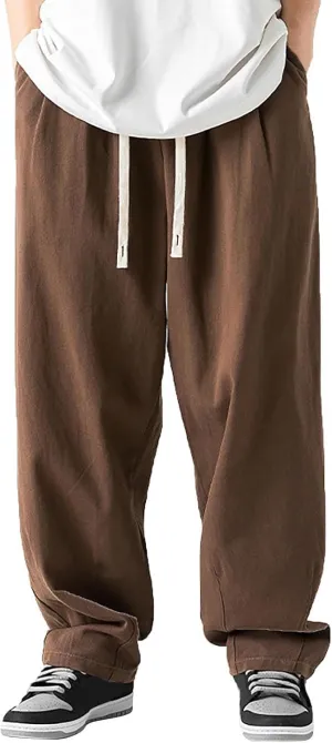 Mens Workout Cargo Sweatpants Leisure Loose Sports Running Patchwork Color Lace Up Pants Men's Flap Pocket Drawstring