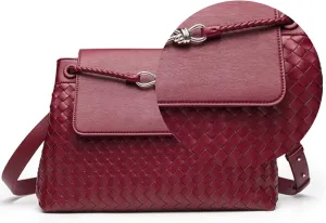Men's woven bag, leather handbag, suitable for men's and women's crossbody top handling satchel, tote bag purse handbag