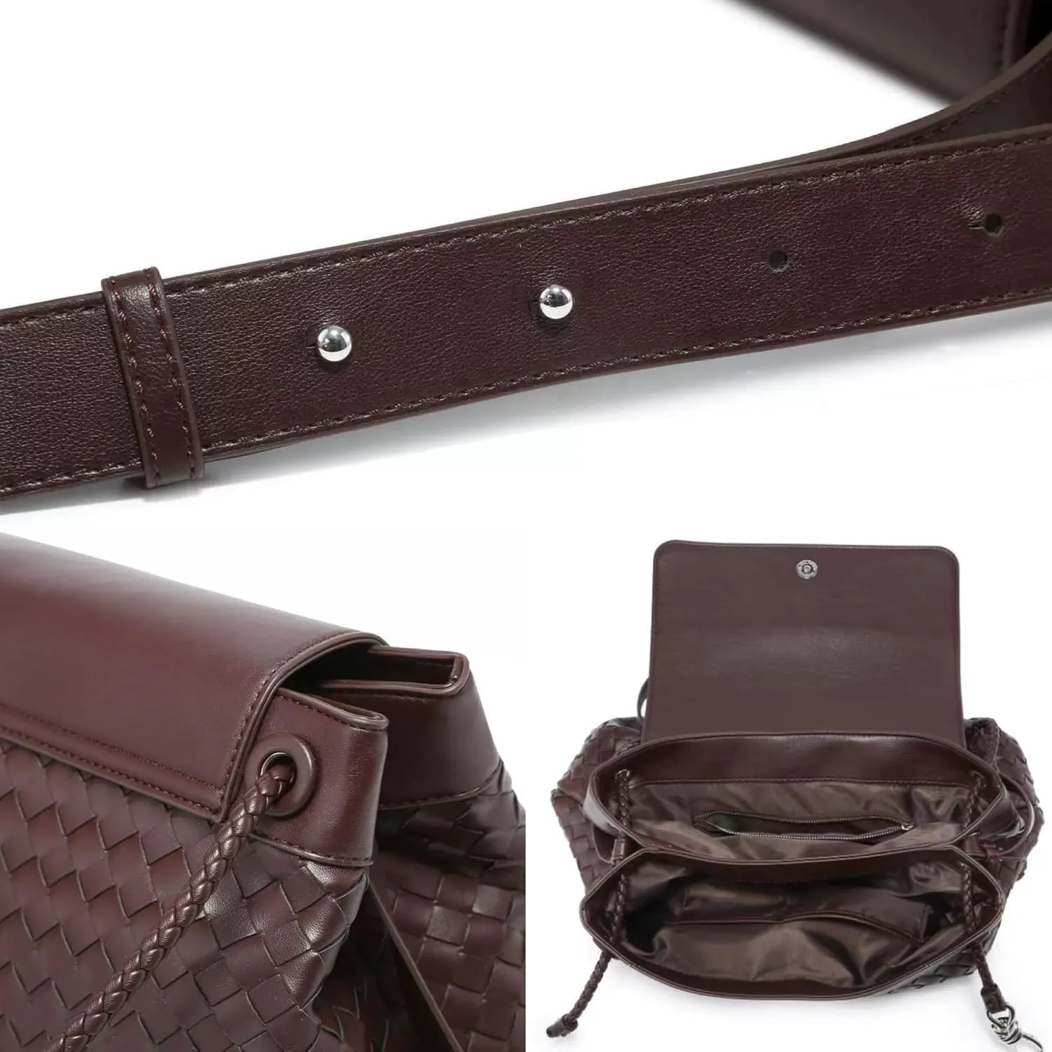 Men's woven bag, leather handbag, suitable for men's and women's crossbody top handling satchel, tote bag purse handbag