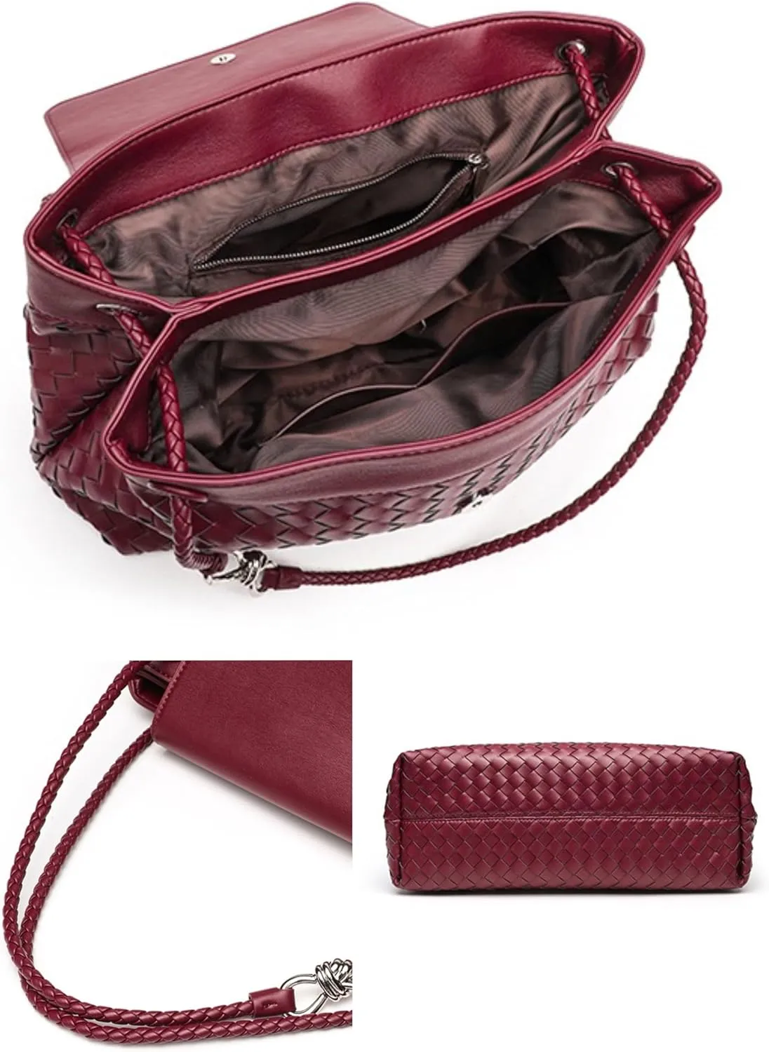 Men's woven bag, leather handbag, suitable for men's and women's crossbody top handling satchel, tote bag purse handbag