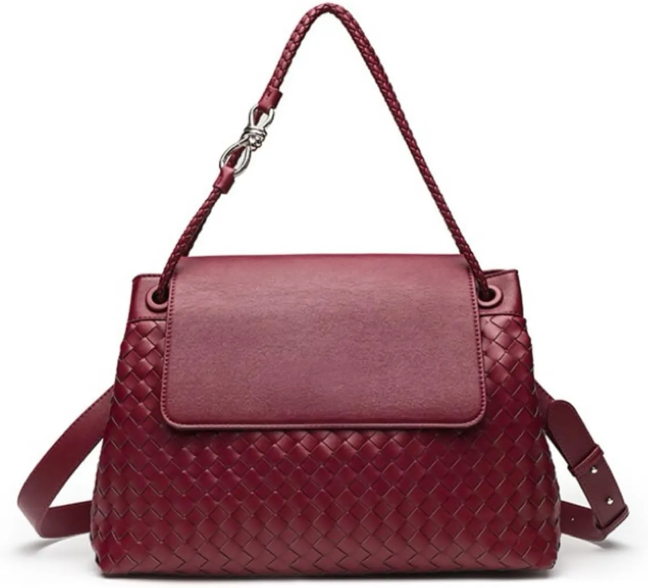 Men's woven bag, leather handbag, suitable for men's and women's crossbody top handling satchel, tote bag purse handbag