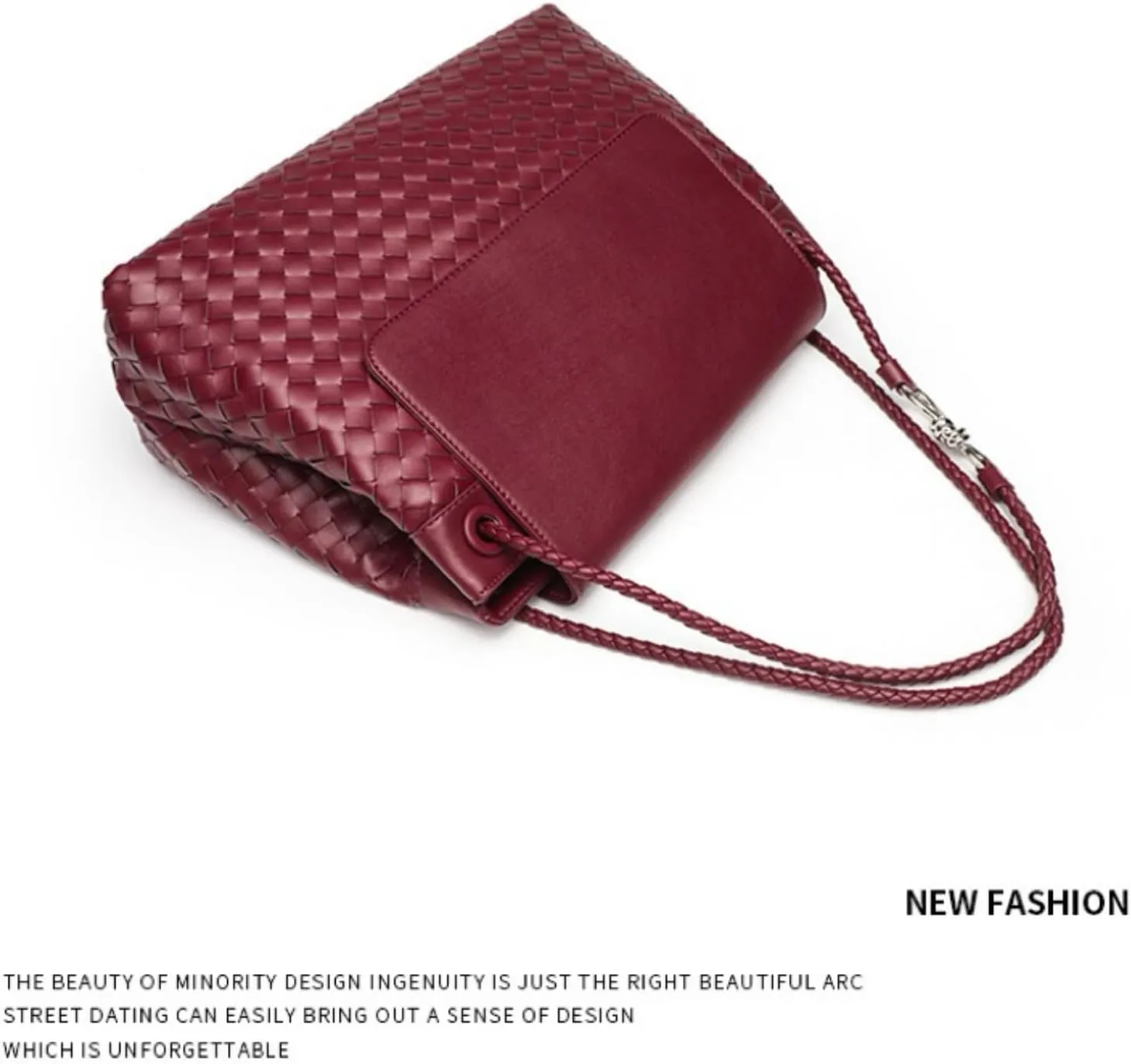 Men's woven bag, leather handbag, suitable for men's and women's crossbody top handling satchel, tote bag purse handbag