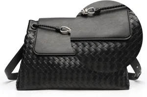 Men's woven bag, leather handbag, suitable for men's and women's crossbody top handling satchel, tote bag purse handbag