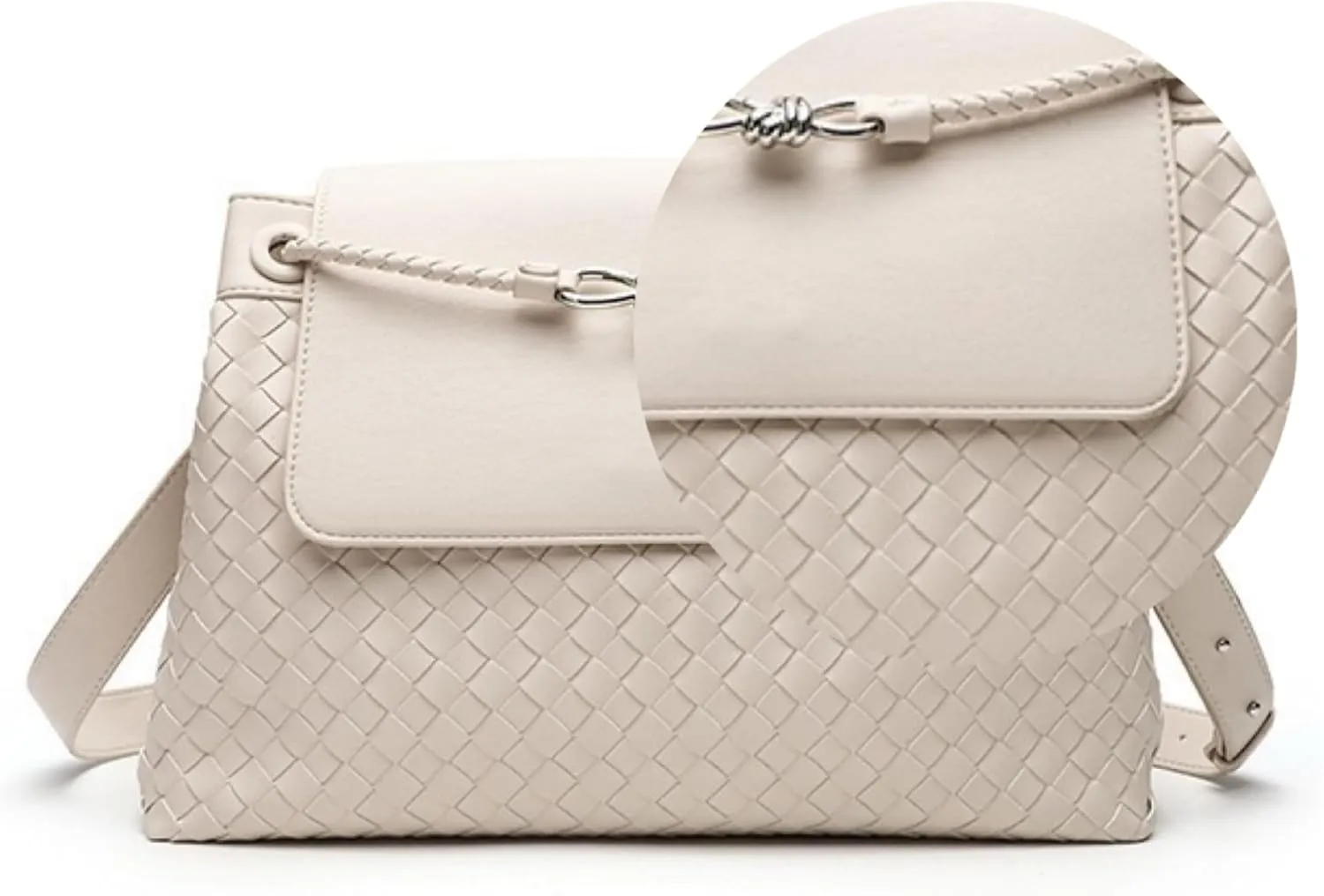Men's woven bag, leather handbag, suitable for men's and women's crossbody top handling satchel, tote bag purse handbag